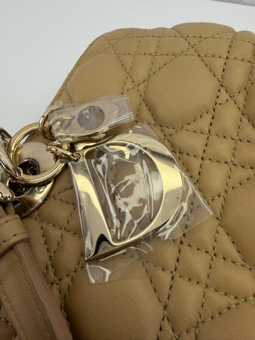 Christian Dior Tan Lambskin Soft Lady Cannage Quilted Chain Tote - Picture 9 of 16